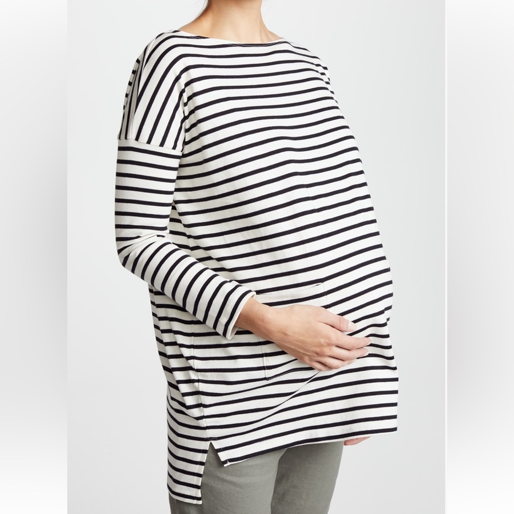 Hatch Black and White Striped Long Sleeve Tee